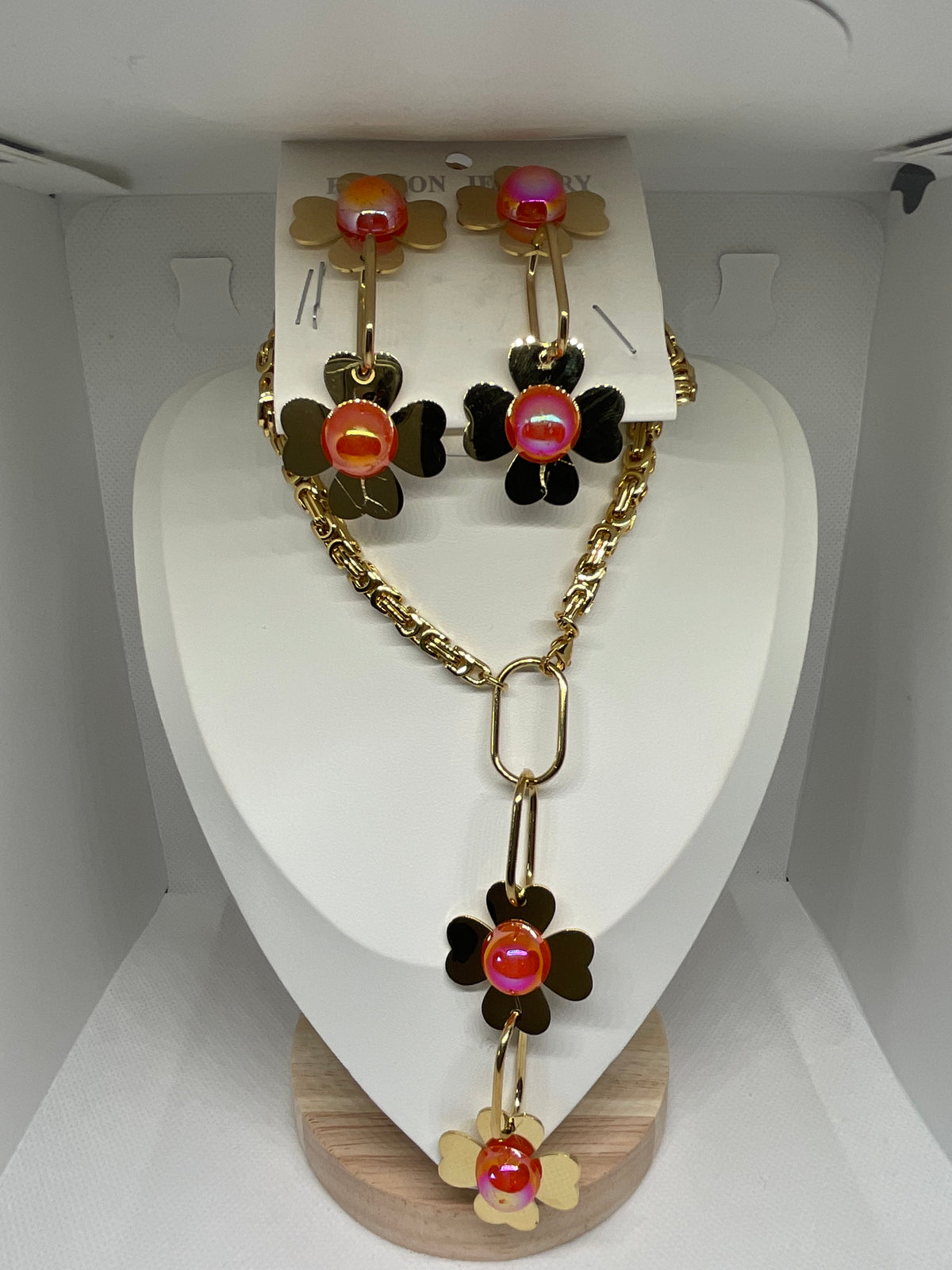 🌸 Parure Fleur Précieuse – Collier & Boucles d’oreill