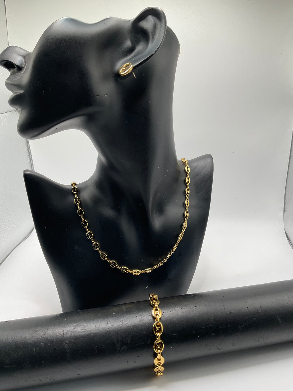 Parure femme dorée – Collier, Bracelet & Boucles d’oreille