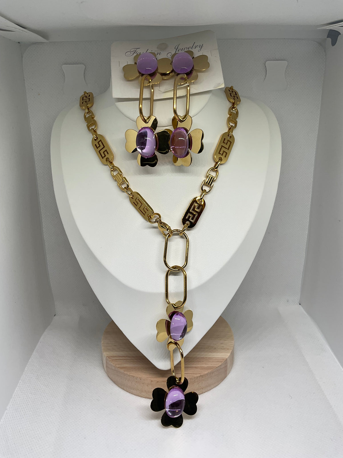 🌸 Parure Fleur Précieuse – Collier & Boucles d’oreill