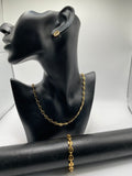 Parure femme dorée – Collier, Bracelet & Boucles d’oreille